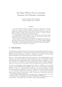 The Major Software Process Categories: Taxonomy and Technology
