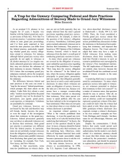 A Trap for the Unwary: Comparing Federal and
