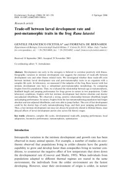 Trade-off between larval development rate and Post