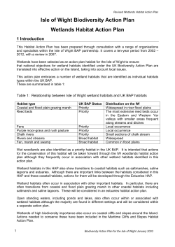 Isle of Wight Biodiversity Action Plan Wetlands Habitat Action Plan