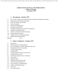 HEMO STUDY MANUAL OF OPERATIONS Table of Contents of