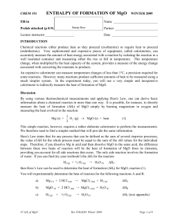 HEAT OF FORMATION OF MgO