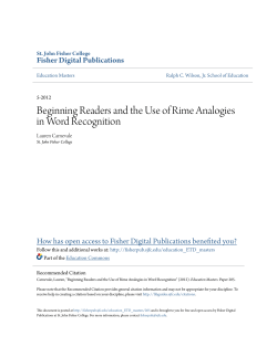 Beginning Readers and the Use of Rime Analogies in Word