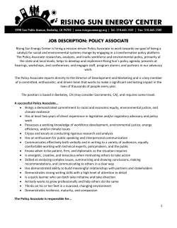 JOB DESCRIPTION: POLICY ASSOCIATE