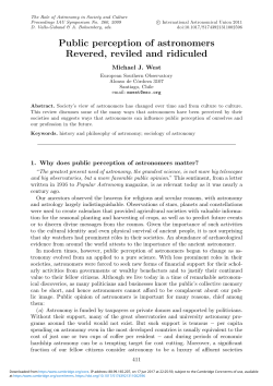 Public perception of astronomers Revered, reviled and ridiculed