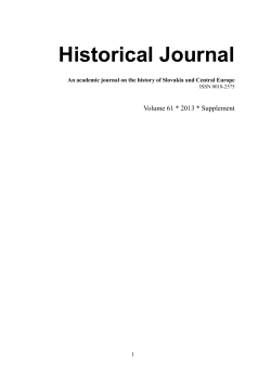 Historical Journal - Historick&yacute; časopis