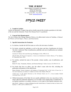 STYLE SHEET - School of Canon Law