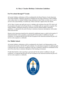 St. Mary`s Teacher Birthday Celebration Guidelines For