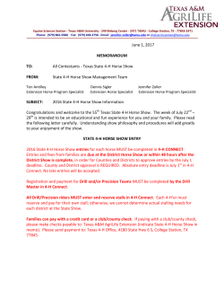 June 1, 2017 MEMORANDUM TO: All Contestants - Texas State 4