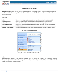 QUICK GUIDE FOR AIR IMPORTS General Objective: Explain in a