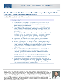 THE AUTHORITY ON BOND AND LOAN COVENANTS The End of
