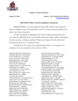 2010 Doak Walker Award Candidates Announced