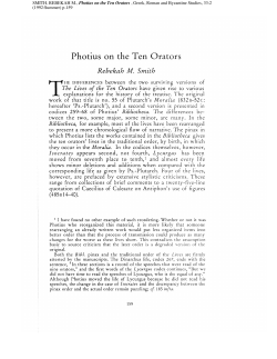 Photius on the Ten Orators - Greek, Roman, and Byzantine Studies