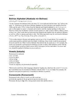 Lesson 1 Binunolinao