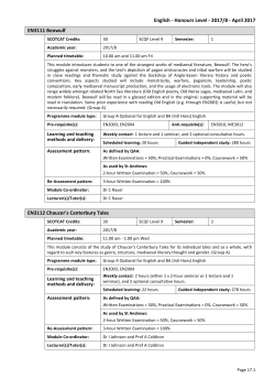 English - Honours Level - 2017/8