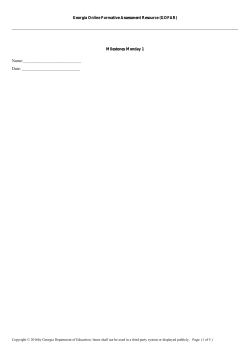 Milestones Monday 1 Name: Date: Georgia Online Formative