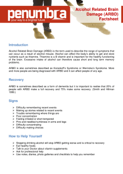 Alcohol Related Brain Damage (ARBD) Factsheet