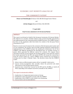 economic cost-benefits analysis of the community patent