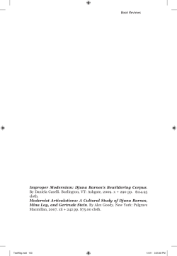 Improper Modernism: Djuna Barnes`s Bewildering Corpus. By