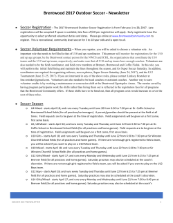 2017 Soccer Newsletter - Brentwood Community Association