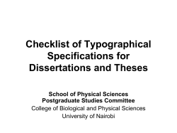 Checklist of Typographical Specifications for Dissertations and Theses
