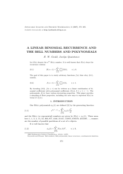 a linear binomial recurrence and the bell numbers and