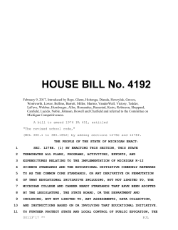 HOUSE BILL No. 4192 - Michigan Reading Association