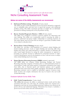 Niche Consulting Assessment Tools