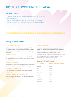TIPS FOR COMPLETING THE FAFSA