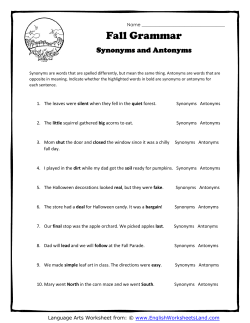 Synonyms and Antonyms - English Worksheets Land