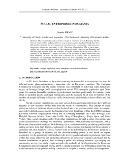 SOCIAL ENTREPRISES IN ROMANIA