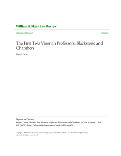 The First Two Vinerian Professors: Blackstone and Chambers