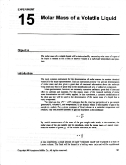 ,l 5 Molar Mass of a Volatile Liquid