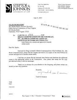 STEPTOE 6r JOHNSON PLLC - Public Service Commission of West