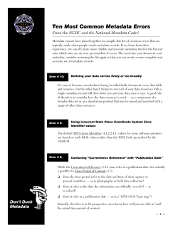 Ten Most Common Metadata Errors -- handout