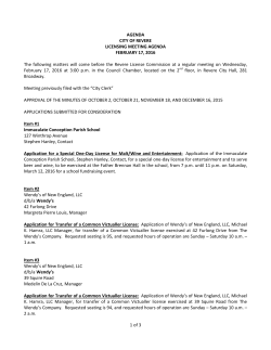 1 of 3 AGENDA CITY OF REVERE LICENSING MEETING AGENDA