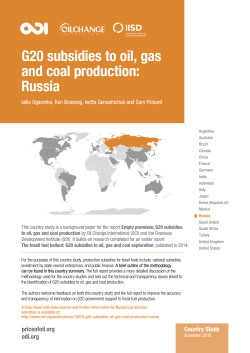 G20 subsidies to oil, gas and coal production: Russia -