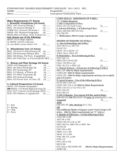 ETHNOBOTANY DEGREE REQUIREMENT CHECKLIST 2011