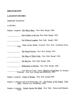 BIBLIOGRAPHY LANGSTON HUGHES PRIMARY