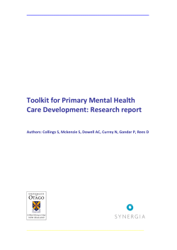 Toolkit for Primary Mental Health Care Development