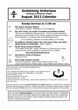 Godalming Unitarians August 2012 Calendar