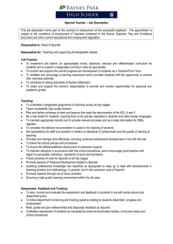 Spanish Teacher &ndash; Job Description This job description