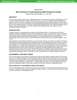 Best Practices for Administering SAS® Enterprise Guide