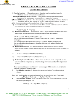Chemical Reactions and Equations
