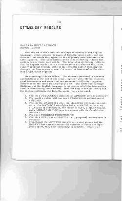 Etymology Riddles - Digital Commons @ Butler University