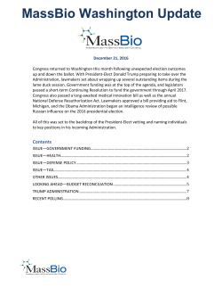 MassBio Washington Update