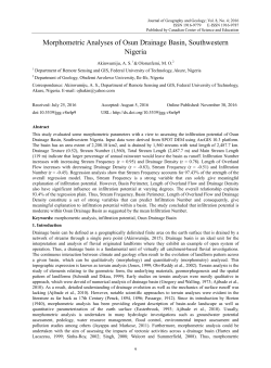 Morphometric Analyses of Osun Drainage Basin, Southwestern