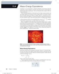 Mass&ndash;Energy Equivalence 11.4