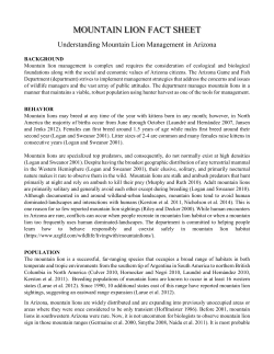 mountain lion fact sheet