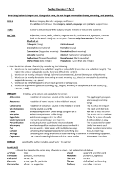 Poetry Handout - the Mr. Klein Grapevine